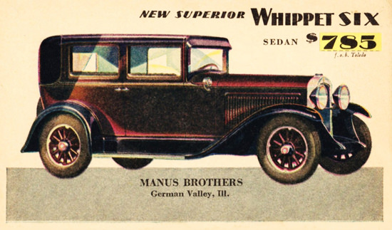 Roaring 1920s Whippet Six Sedan 1929 Toledo | Roaring 1920s Ad Art and Magazine Cover Art