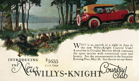 Roaring 1920s Willys Knight Country Club 1923 Toledo | Roaring 1920s Ad Art and Magazine Cover Art