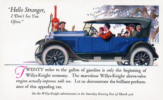 Roaring 1920s Willys Knight Touring 1923 Toledo | Roaring 1920s Ad Art and Magazine Cover Art