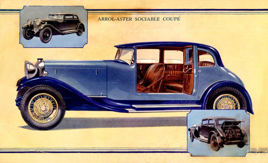 Roaring Twenties 1920s Arrol Aster Sociable Coupe 1929 | Roaring 1920s Ad Art and Magazine Cover Art