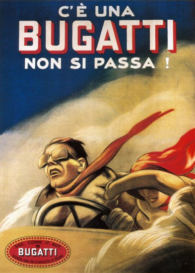 Roaring Twenties 1920s Bugatti Non Si Passa 1922 | Roaring 1920s Ad Art and Magazine Cover Art