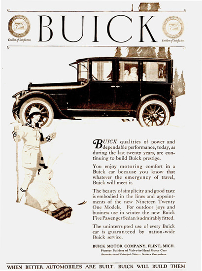 Roaring Twenties 1920s Buick Five P Sedan Flint 1921 | Roaring 1920s Ad Art and Magazine Cover Art