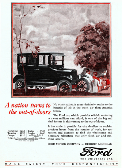 Roaring Twenties 1920s Ford Model T Fordor Detroit 1925 | Roaring 1920s Ad Art and Magazine Cover Art