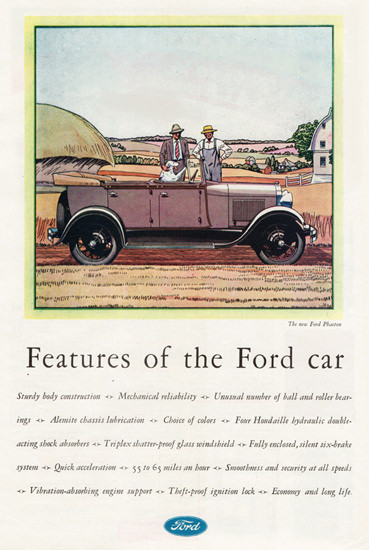 Roaring Twenties 1920s Ford Phaeton 1929 Theft Proof | Roaring 1920s Ad Art and Magazine Cover Art