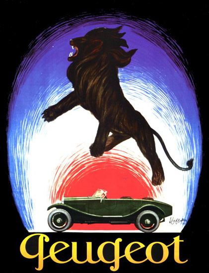 Roaring Twenties 1920s Peugeot 1925 Lion | Roaring 1920s Ad Art and Magazine Cover Art