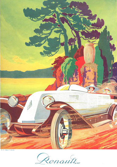 Roaring Twenties 1920s Renault 1923 Country Road | Roaring 1920s Ad Art and Magazine Cover Art