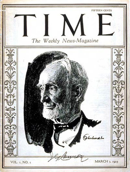 Roaring Twenties 1923-03 Joseph G Cannon Copyright Time Magazine | Roaring 1920s Ad Art and Magazine Cover Art
