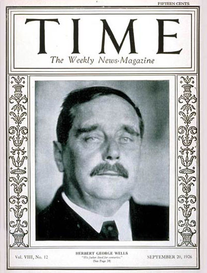Roaring Twenties 1926-09 H G Wells Copyright Time Magazine | Roaring 1920s Ad Art and Magazine Cover Art