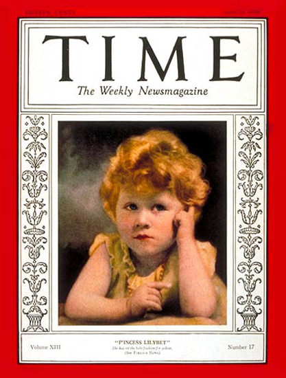 Roaring Twenties 1929-04 Princess Elizabeth Copyright Time Magazine | Roaring 1920s Ad Art and Magazine Cover Art