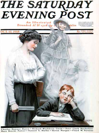 Robert Robinson Saturday Evening Post The Daydreamer 1918_10_12 | The Saturday Evening Post Graphic Art Covers 1892-1930