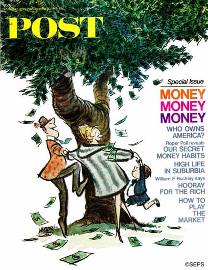 Robert Weber Saturday Evening Post Money Money Money 1967_12_30 | The Saturday Evening Post Graphic Art Covers 1931-1969