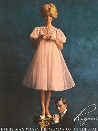 Rogers Lingerie Woman On A Pedestal Chemise | Sex Appeal Vintage Ads and Covers 1891-1970