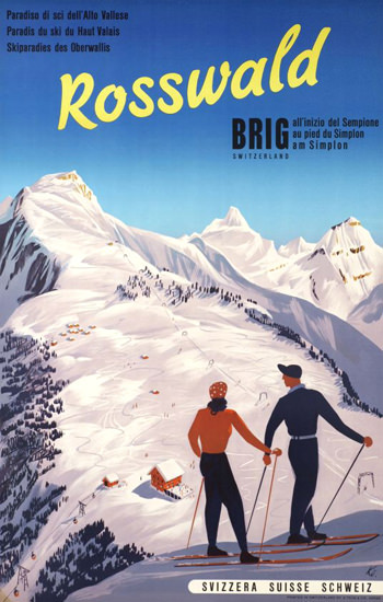 Rosswald Brig Schweiz Suisse Switzerland 1950 | Vintage Travel Posters 1891-1970
