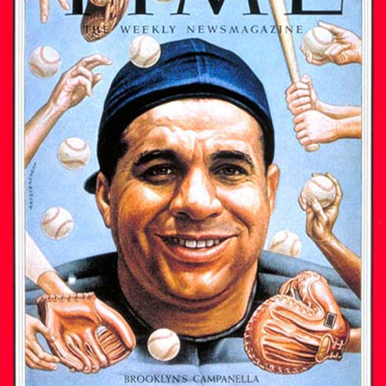 Roy Campanella Time Magazine 1955-08 by Boris Artzybasheff crop | Best of 1950s Ad and Cover Art