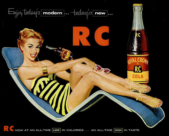 Royal Crown Cola RC Girl Low Calories High Taste | Sex Appeal Vintage Ads and Covers 1891-1970