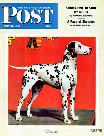 Rutherford Boyd Saturday Evening Post Dalmatians 1943_07_17 | The Saturday Evening Post Graphic Art Covers 1931-1969