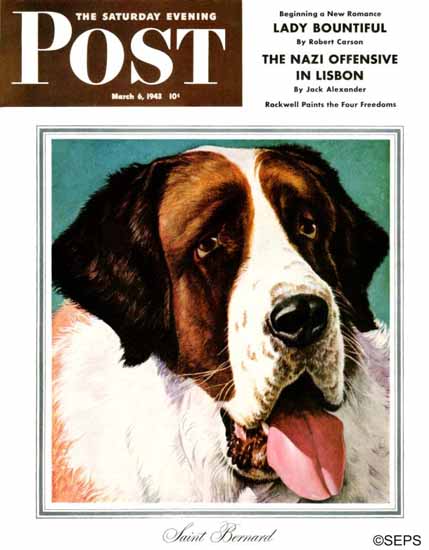 Rutherford Boyd The Saturday Evening Post St Bernard 1943_03_06 | The Saturday Evening Post Graphic Art Covers 1931-1969
