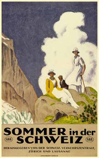 SBB SVZ Sommer In Der Schweiz Switzerland 1921 | Vintage Travel Posters 1891-1970
