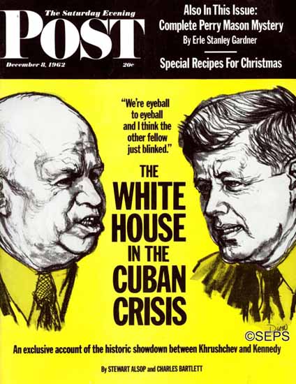 Sam Dion Saturday Evening Post White House in Cuban Crisis 1962_12_08 | The Saturday Evening Post Graphic Art Covers 1931-1969
