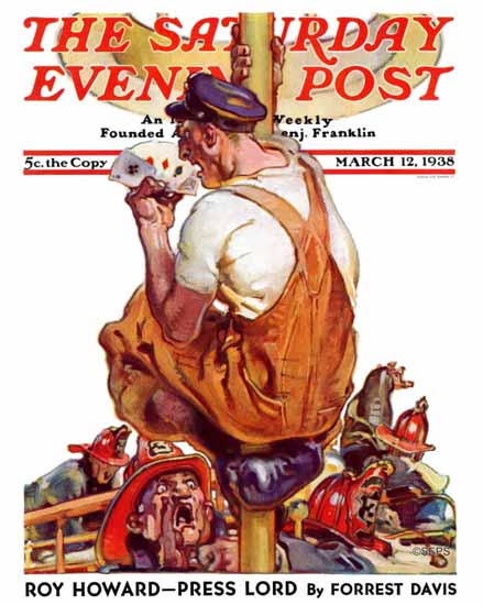 Samuel Nelson Abbott Saturday Evening Post Winning Hand 1938_03_12 | The Saturday Evening Post Graphic Art Covers 1931-1969