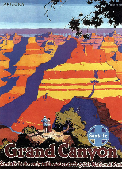 Santa Fe Arizona Grand Canyon 1949 Oscar Bryn | Vintage Travel Posters 1891-1970
