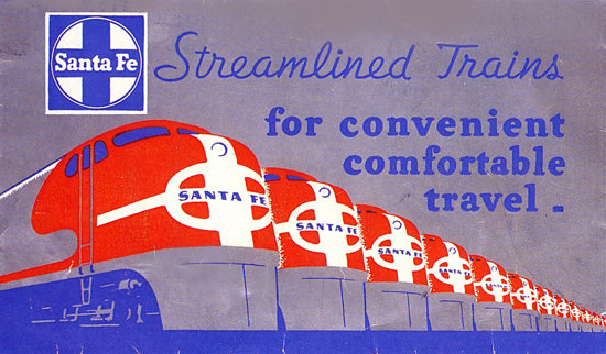 Santa Fe Streamlined Trains For Travel 1950s | Vintage Travel Posters 1891-1970