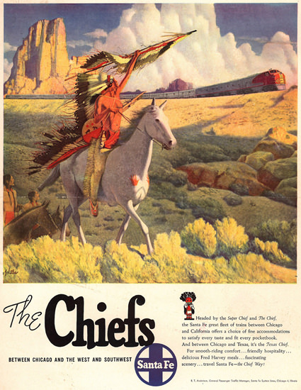Santa Fe The Chiefs 1949 | Vintage Travel Posters 1891-1970