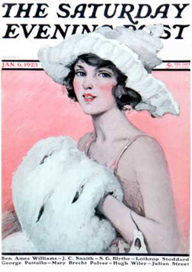 Saturday Evening Post Copyright 1923 The Girl With Muff | Sex Appeal Vintage Ads and Covers 1891-1970