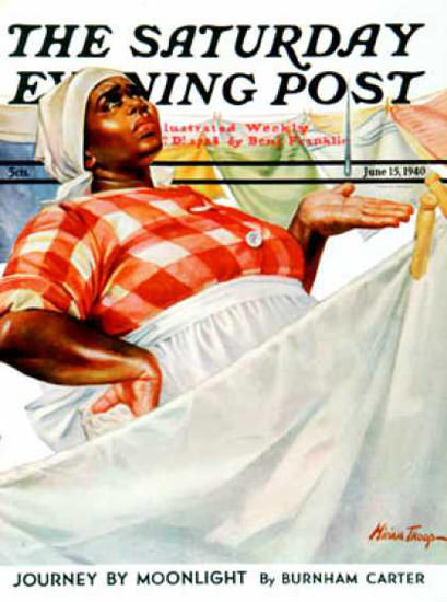 Saturday Evening Post Copyright 1940 Rain Laundry Day | Vintage Ad and Cover Art 1891-1970