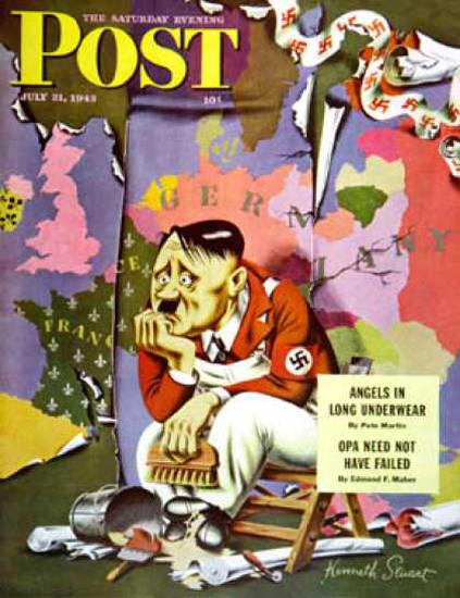 Saturday Evening Post Copyright 1943 Hitler Wallpaperer | Vintage Ad and Cover Art 1891-1970