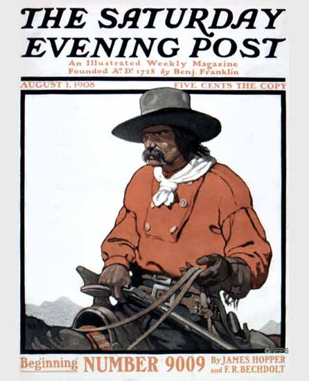 Saturday Evening Post Cover 1908_08_01 | The Saturday Evening Post Graphic Art Covers 1892-1930