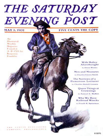 Saturday Evening Post Cowboy 1902_05_03 | The Saturday Evening Post Graphic Art Covers 1892-1930