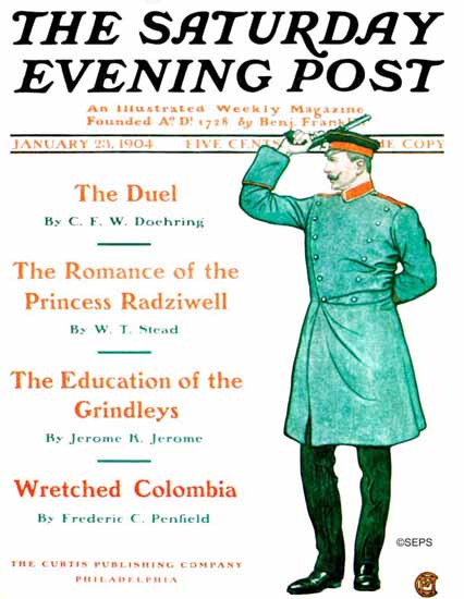 Saturday Evening Post The Duel 1904_01_23 | The Saturday Evening Post Graphic Art Covers 1892-1930