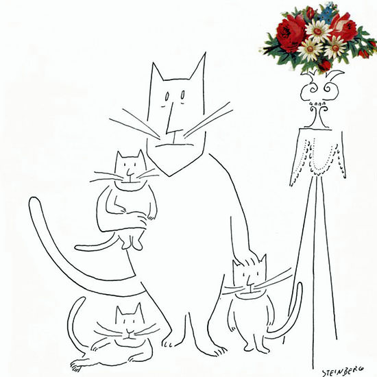 Saul Steinberg The New Yorker 1954_03_20 Copyright crop | Best of 1950s Ad and Cover Art