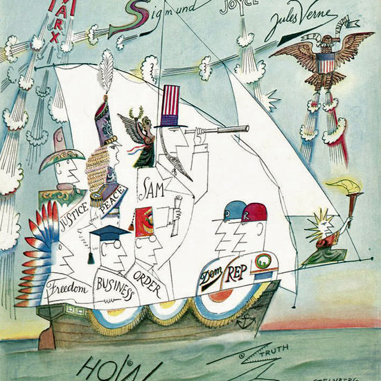 Saul Steinberg The New Yorker 1960_09_17 Copyright crop | Best of Vintage Cover Art 1900-1970