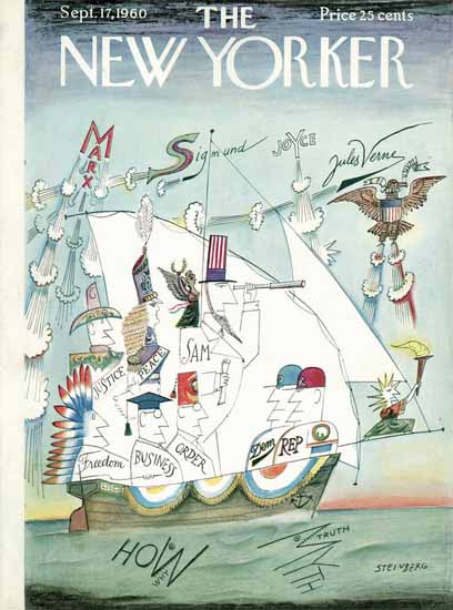 Saul Steinberg The New Yorker 1960_09_17 Copyright | The New Yorker Graphic Art Covers 1946-1970