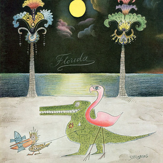 Saul Steinberg The New Yorker 1965_01_16 Copyright crop | Best of 1960s Ad and Cover Art