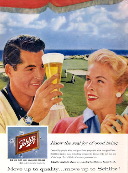 Schlitz Beer Golf Course Couple 1959 | Vintage Ad and Cover Art 1891-1970