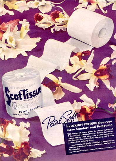 Scott Paper Scot Tissue Petal Soft 1940 | Vintage Ad and Cover Art 1891-1970