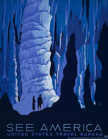 See America Caves United States Travel Bureau | Vintage Travel Posters 1891-1970