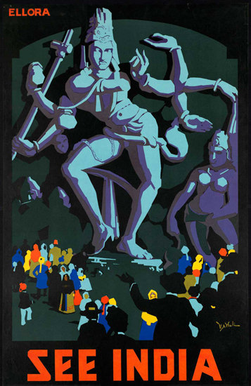 See India 1930s Ellora | Vintage Travel Posters 1891-1970