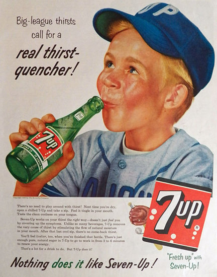 Seven-Up 1956 7up Baseball Big-League Thirsts | Vintage Ad and Cover Art 1891-1970