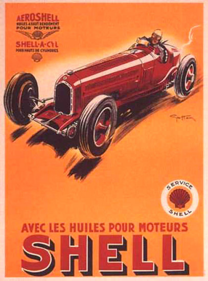 Shell Avec Les Huiles Pour Moteurs 1934 Ham | Vintage Ad and Cover Art 1891-1970