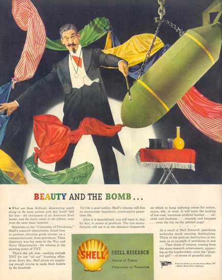 Shell Research Beauty And The Bomb 1944 | Vintage War Propaganda Posters 1891-1970