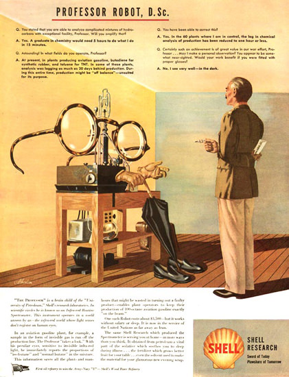 Shell Research Professor Robot D Sc 1944 | Vintage Ad and Cover Art 1891-1970