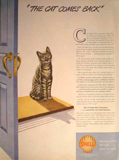 Shell The Cat Comes Back 1946 | Vintage Ad and Cover Art 1891-1970
