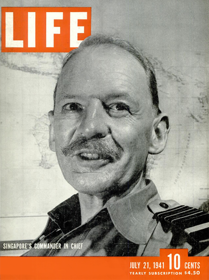 Singapores Commander in Chief 21 Jul 1941 Copyright Life Magazine | Life Magazine BW Photo Covers 1936-1970