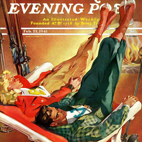 Ski Weld Saturday Evening Post Apres Ski 1941_02_22 Copyright crop | Best of Vintage Cover Art 1900-1970