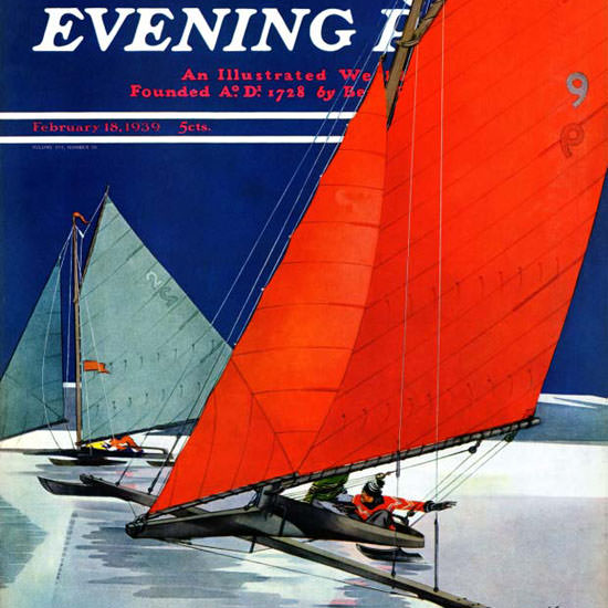 Ski Weld Saturday Evening Post Iceboats 1939_02_18 Copyright crop | Best of Vintage Cover Art 1900-1970