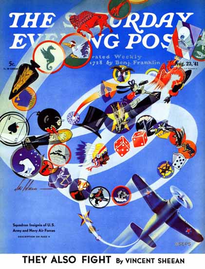 Ski Weld Saturday Evening Post Squadron Insignia 1941_08_23 | The Saturday Evening Post Graphic Art Covers 1931-1969